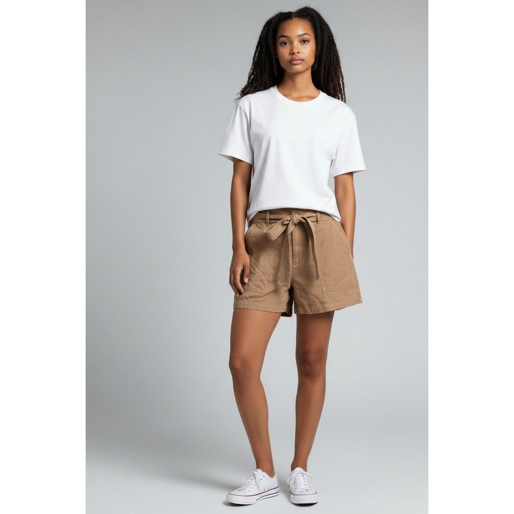 Banana Republic Womens Brown Tie‎ Waist Utility Patch Pocket Shorts Size 14